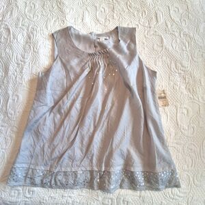 Coldwater Creek women's XL gray sequin front accents lined tank top NWT